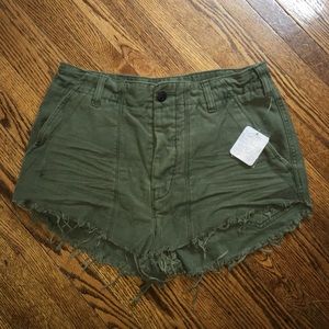 Free People Frayed Button Fly Cutoff Shorts